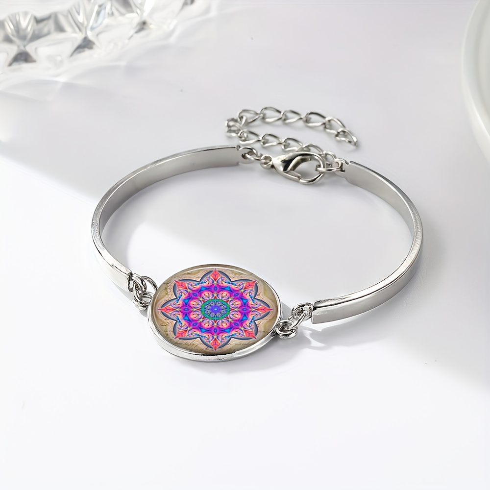 Women's Adjustable Length Bracelet with Colorful Mandala Pattern