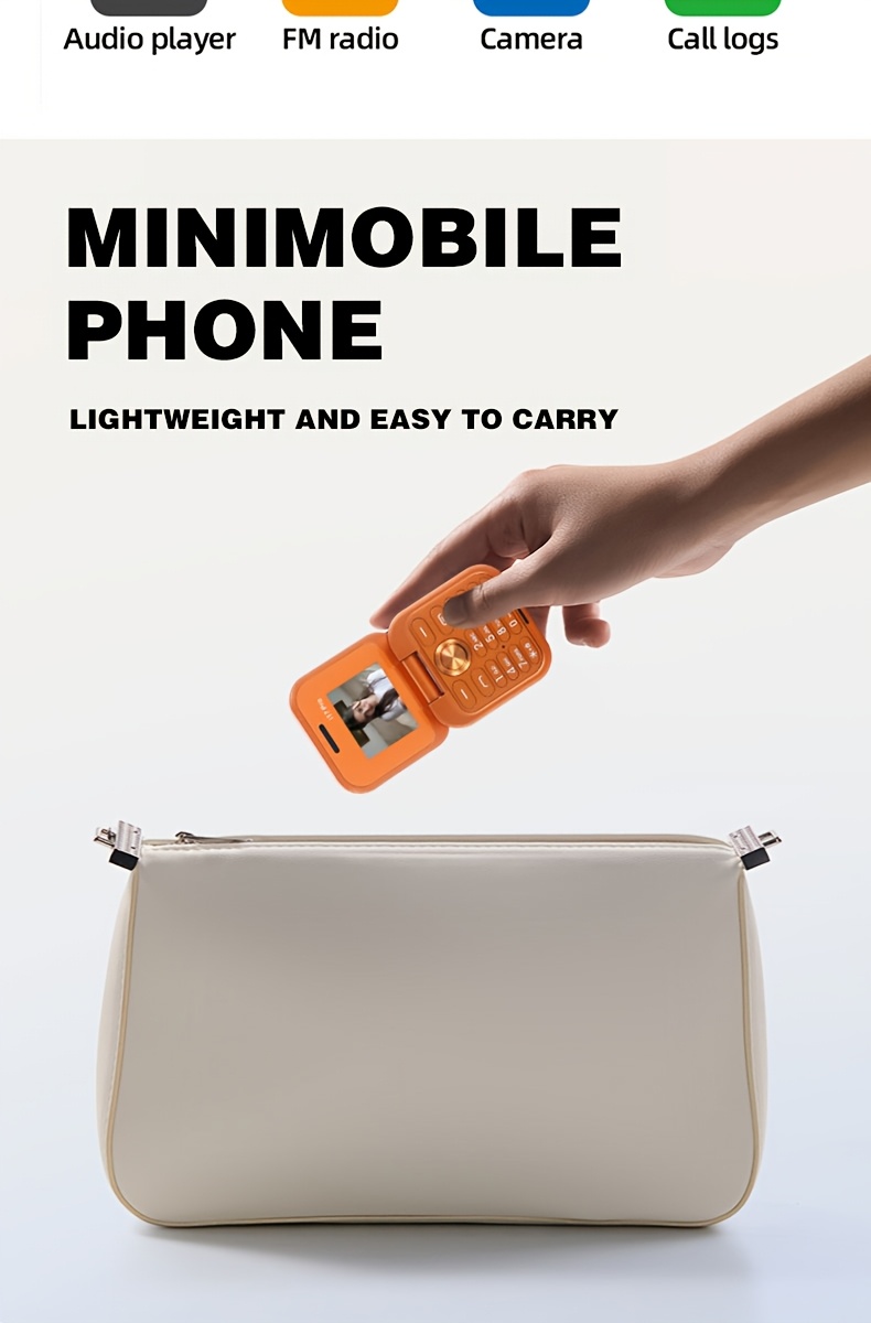 Mini Flip 2G Network Phone, New Xingyu Orange Color, Dual-SIM Dual-standby, Clear Calls, Back-side Flash Screen Reminder Function, 1000mAh Large Capacity, 72-hour Standby Time, Supports Multiple Languages/Bluetooth/music Playback/FM Radio Functions