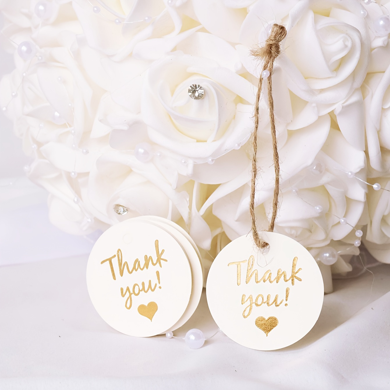 

100pcs White 'thank You' Paper Gift Tags With Hanging Rope - Diy Wedding Favors, Birthday Presents & Party Decorations