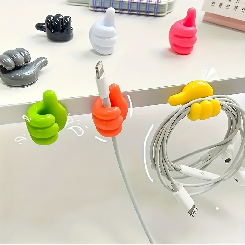 

10pcs Contemporary Thumb-up Shape Utility Hooks, Plastic, Wall-mounted Cable Organizer Clips, Storage Non-trace Adhesive Hooks