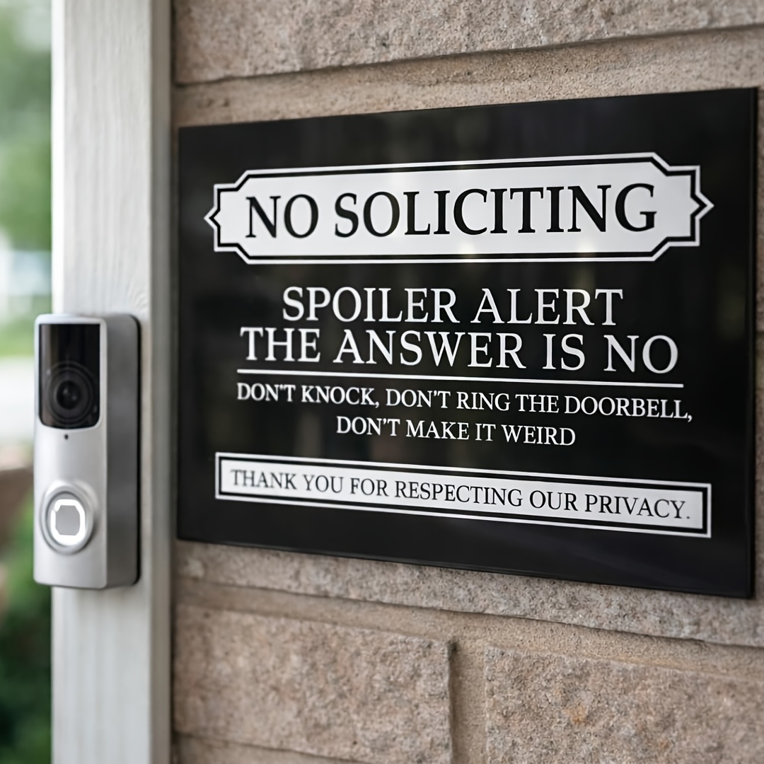 2D Flat, [2D Flat] [Funny No Soliciting Sign] No Soliciting Sign for House Funny, Acrylic No Soliciting Sign for Front Door, Funny No Solicitors Signs, Do Not Ring Doorbell Signs with Adhesive Stickers, 6X4 Inches, Black