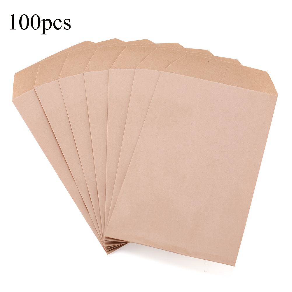50/100pcs 8.3x15x0.02cm Tan Rectangle Without Handle Paper Bags Jewellery Storage Bag