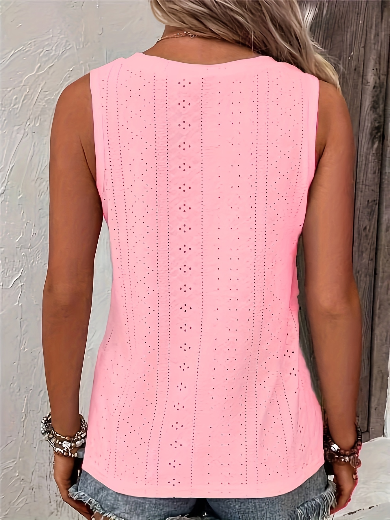 Women'S Plus Size Sleeveless Black Top with Fake Buttons - Casual V-Neck, Stretchy Fabric for Spring & Summer, Weekend Casual Wear, Casual Wear Top|Vneck Top|Stretchy Fabric