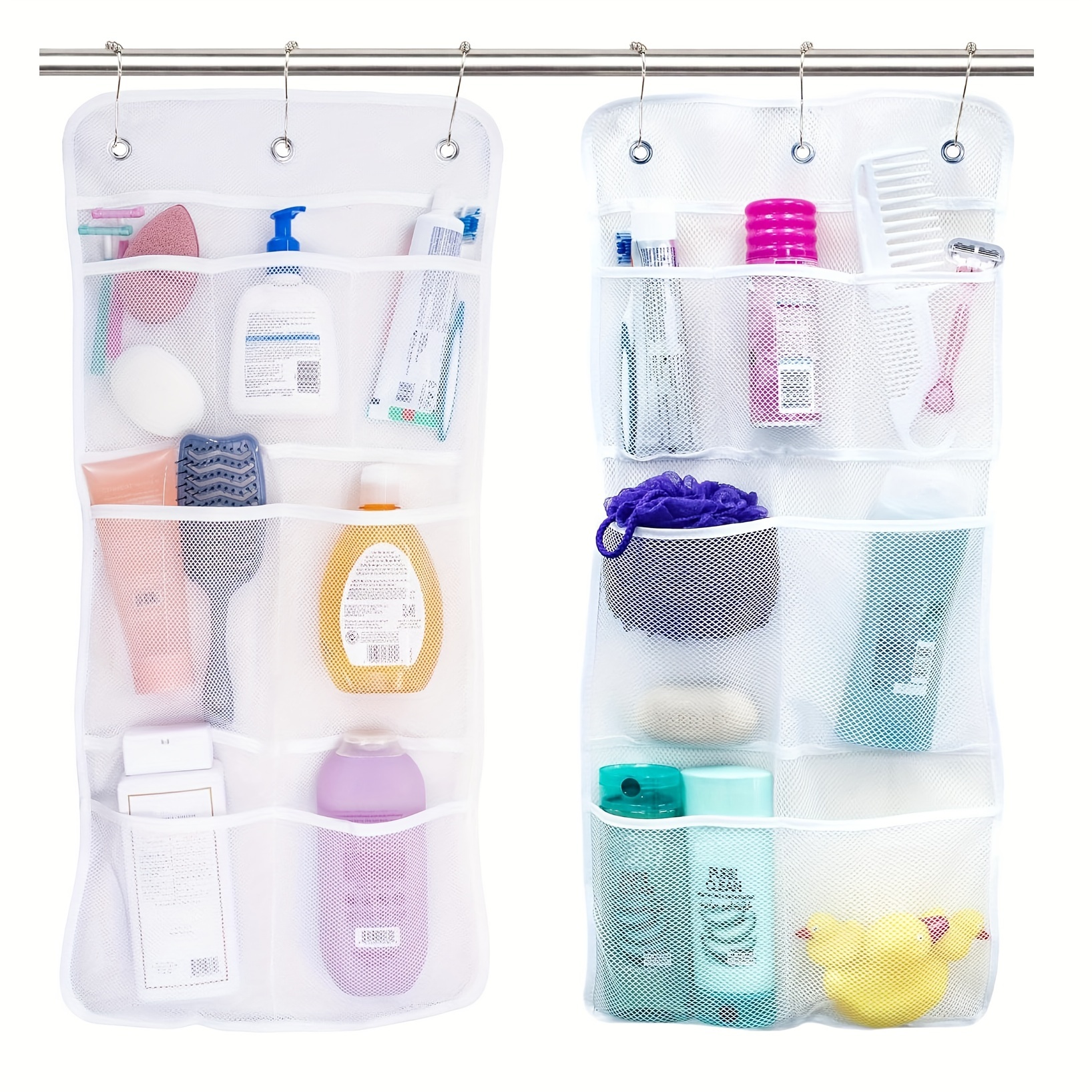 

1pc/2pcs Bathroom Multifunctional Mesh Storage Bag, Can Hold Shampoo, Toothpaste, Etc, Shower Caddies