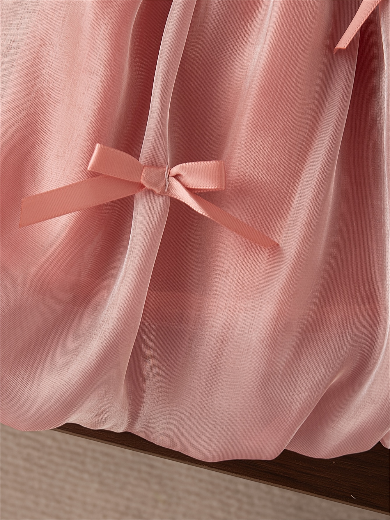 new   for baby girls featuring a faux two piece long sleeve dress with a flower bud design floral embroidery   color and a bow tie button   wedding flower girls Product details 4