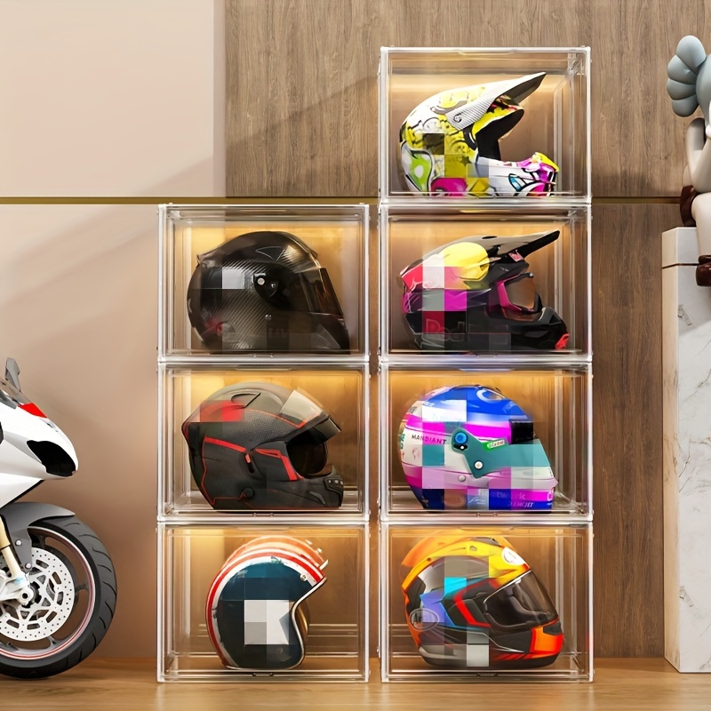 

1pc Acrylic Storage Box For Motorcycle Helmet, Shoes, Books, Handbags, Transparent Household Display Cabinet, Showcase For Memorial Collections, Closet Organizer, Household Storage And Organization