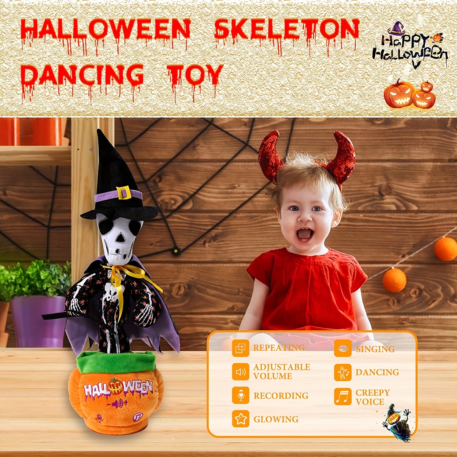 1pc   interactive toy         skull   toy for     day   day   day     living room decoration   batteries details 3