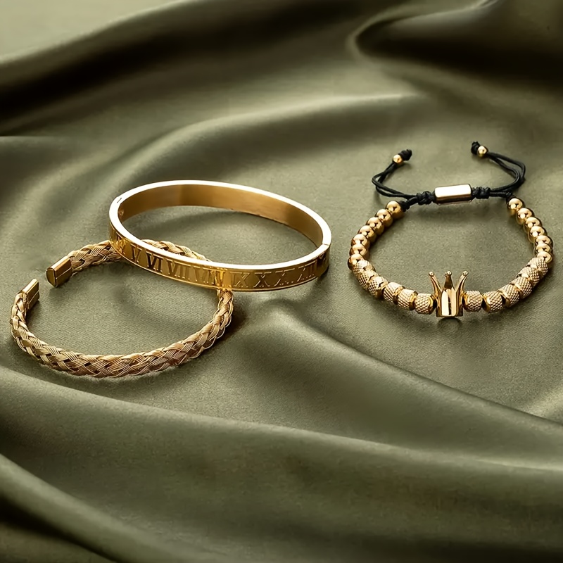 3pcs mens steel bracelet details 1
