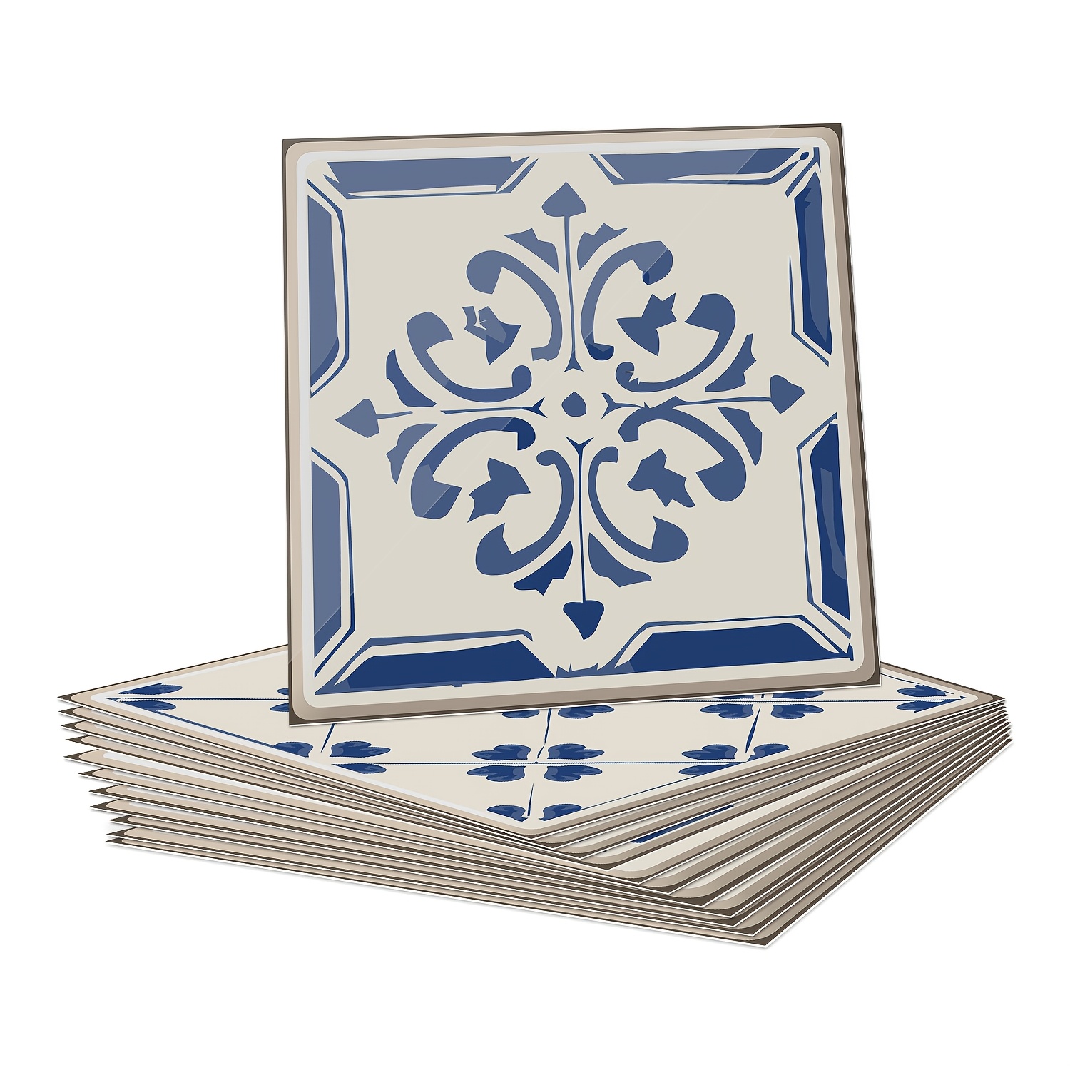 

24pcs Set Of Spanish-portuguese Style Peel-and-stick Tile Stickers, Size 10*10cm And 15*15cm, Vinyl Waterproof Removable Tile Sticker Decals Suitable For Bathrooms And Kitchens