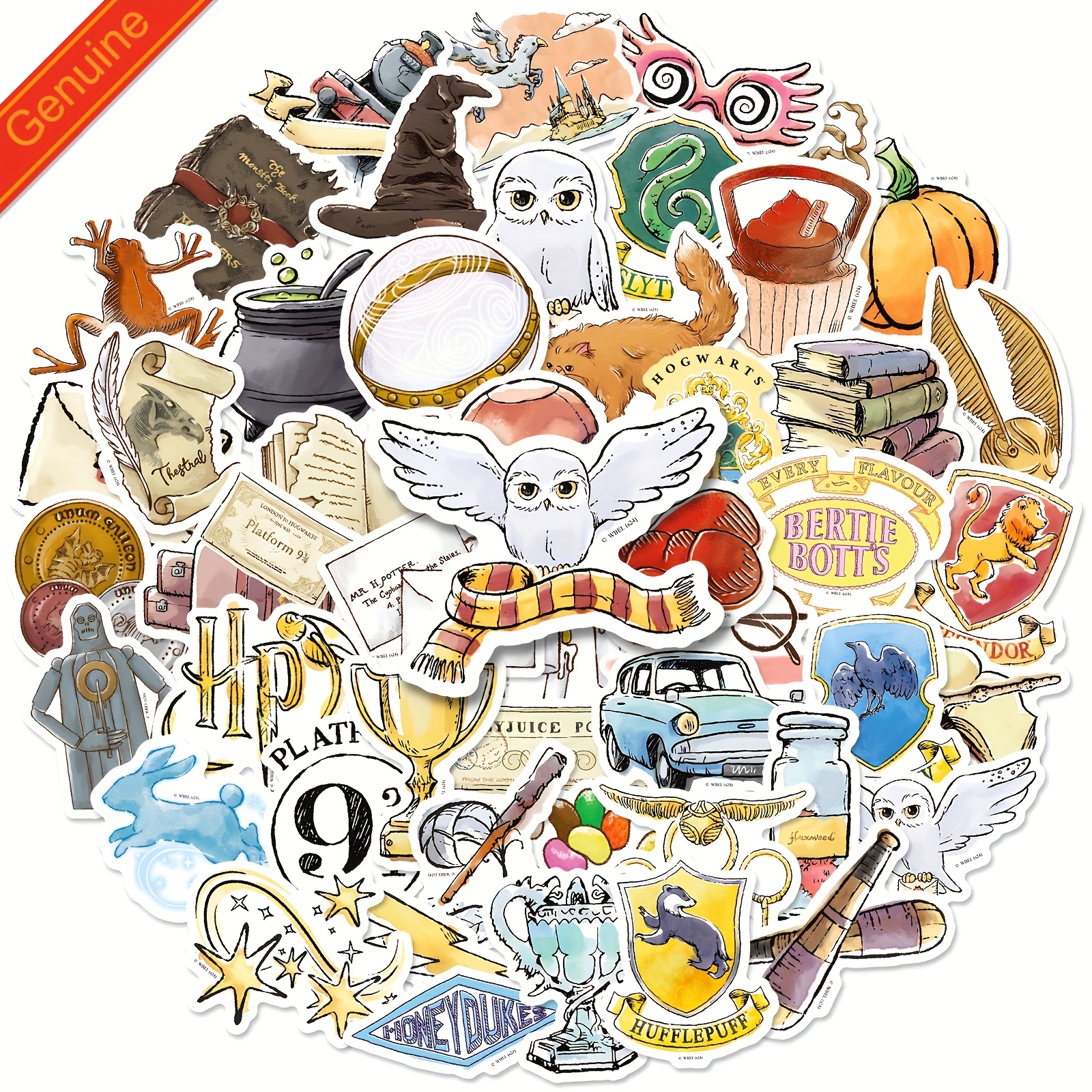 Image of 50pcs Wb Harry Potter Stickers, Watercolor Graffiti Stickers, Used For Laptops, Mobile Phones, Guitar Cases, Notebook Decorations, Luggage, Suitable For Fan Peripherals, Fan Gifts