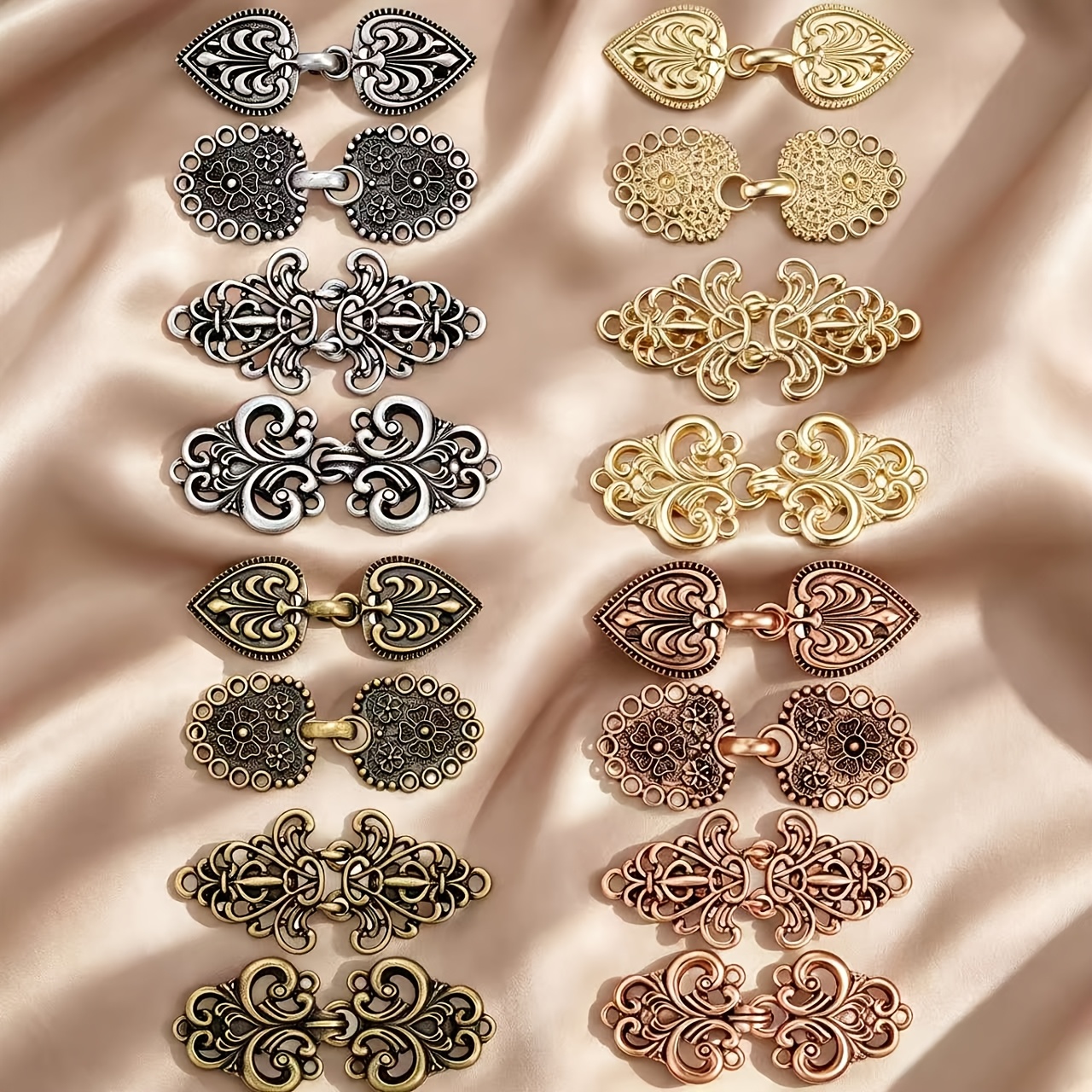 TEMU 16pcs Halloween Vintage Sweater Clips Set, Decorative Cardigan Clasps, Retro Shawl Buckles, Shirt Collar Clips, Back Strap Fastener Clips For