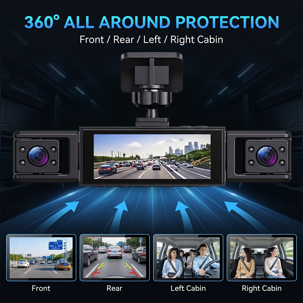 360° 4-Channel 1080P HD Safety Dash Cam Set