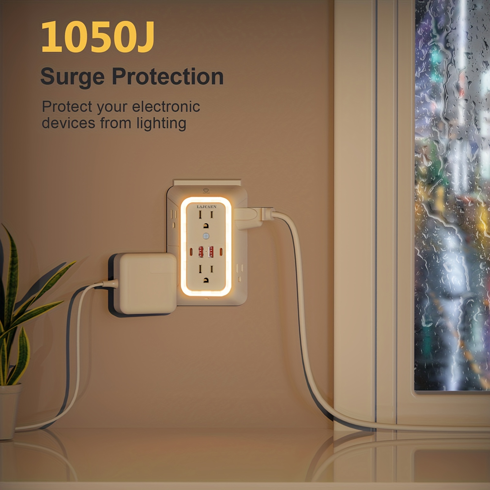 2026 NEW LAJCAEN Smart Multi Plug Outlet With Night Light 10-1 USB Wall Charger Surge Protector Night Light Touchable 3 Levels Of Light, Wall Charger Plug Outlet Extender & USB Ports (2A+2C), Wall Power For College Home Travel Office Dorm Essentials 7 2026 NEW LAJCAEN Smart Multi Plug Outlet With Night Light 10-1 USB Wall Charger Surge Protector Night Light Touchable 3 Levels Of Light, Wall Charger Plug Outlet Extender & USB Ports (2A+2C), Wall Power For College Home Travel Office Dorm Essentials - Image 7