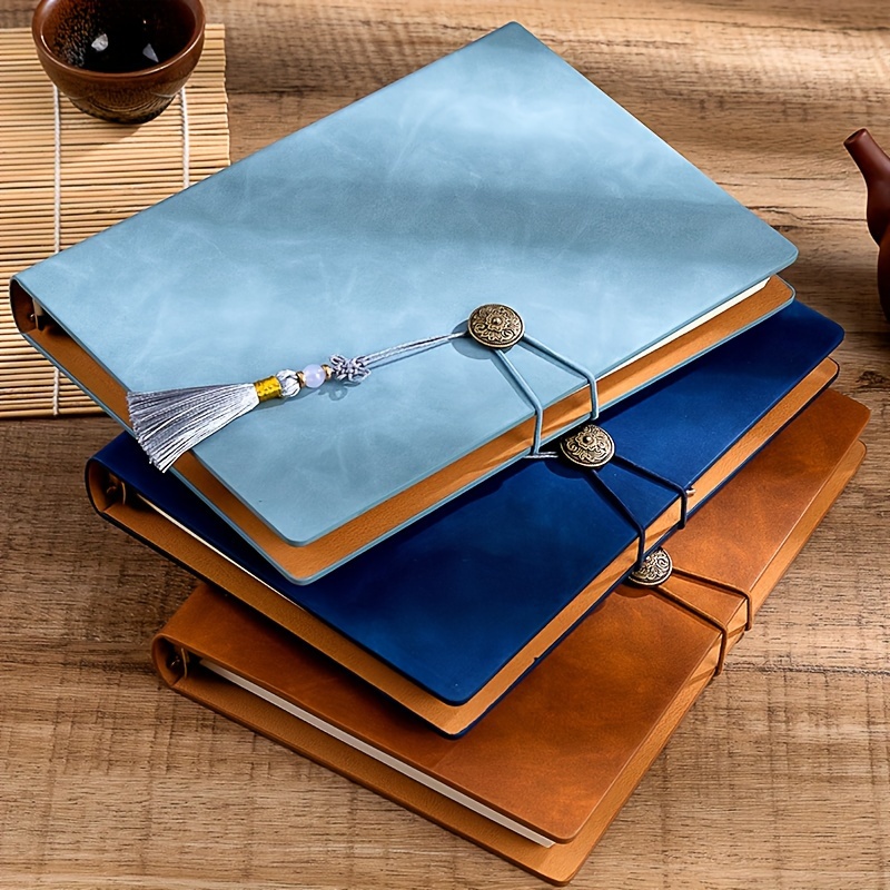 

1pc A5 Size Loose-leaf Notebook - 6-ring Hollow Pu Leather Design With A Vintage Touch, Removable Pages For Customizable Use As A Notepad, Office Supply Or Photo Album