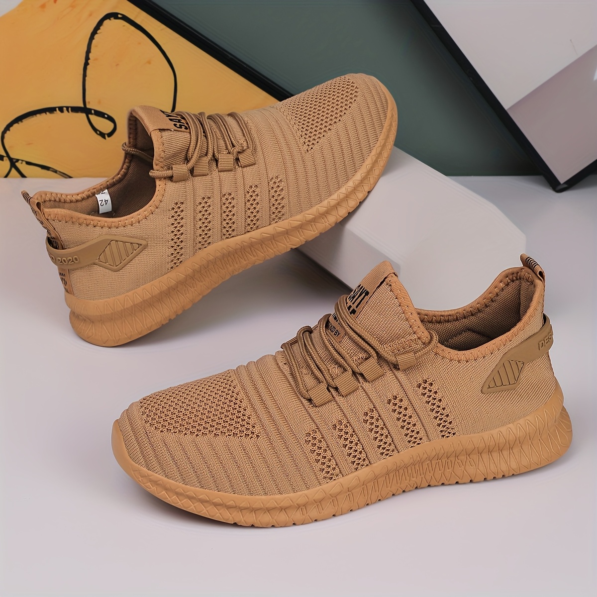 TEMU Men's Breathable Sports Shoes With A Ventilated Upper, Comfortable Lining, And Trendy Lace-, Suitable For Outdoor Hiking, Travel, And Running,