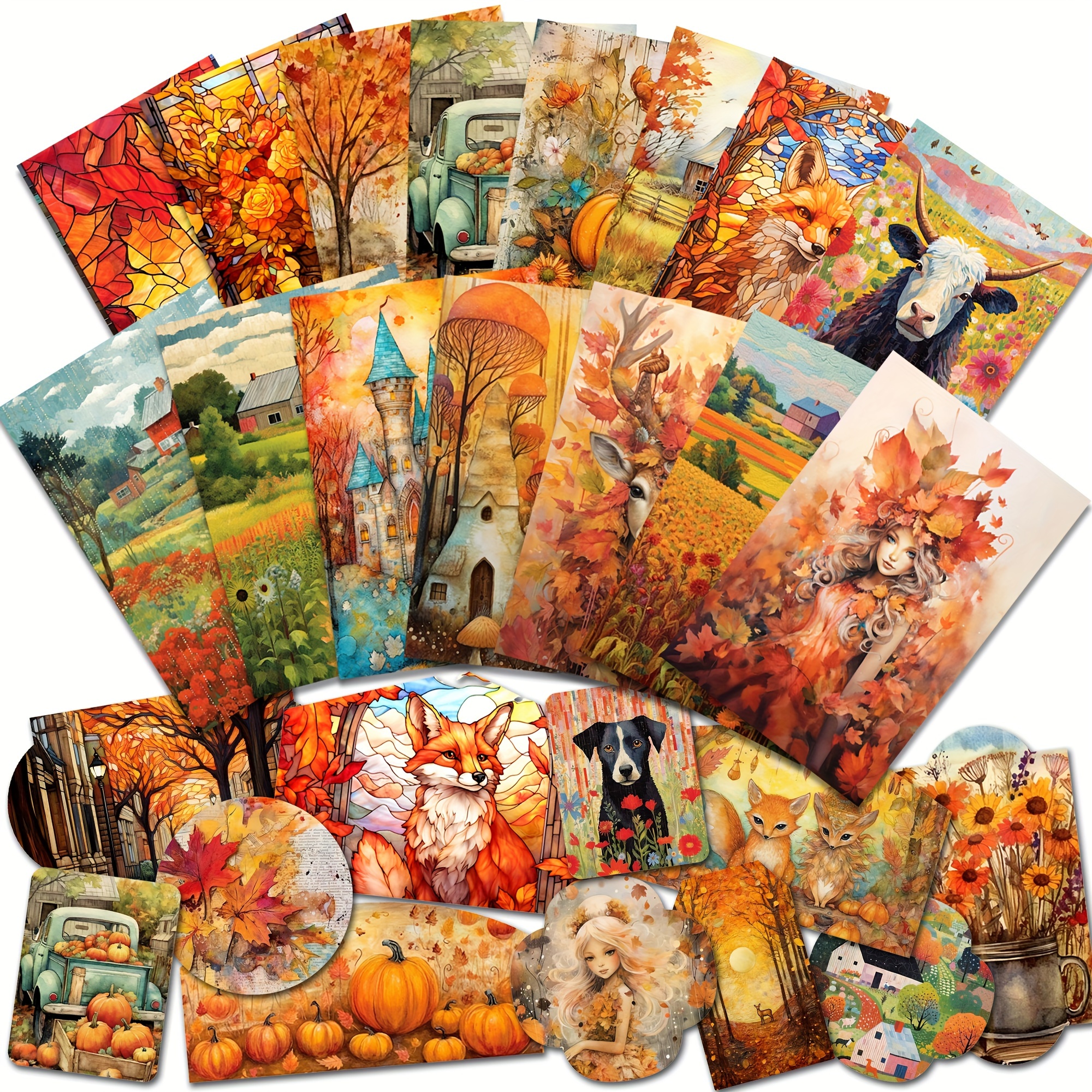 

60pieces(24cards+36stickers)autumn Writable Holiday Ephemera Thick Card Set,perfect For Artscrafts,scrapbooking Supplies,junk Journal,diy Crafts,harvest Fall Season,holiday Decorations,thanksgiving