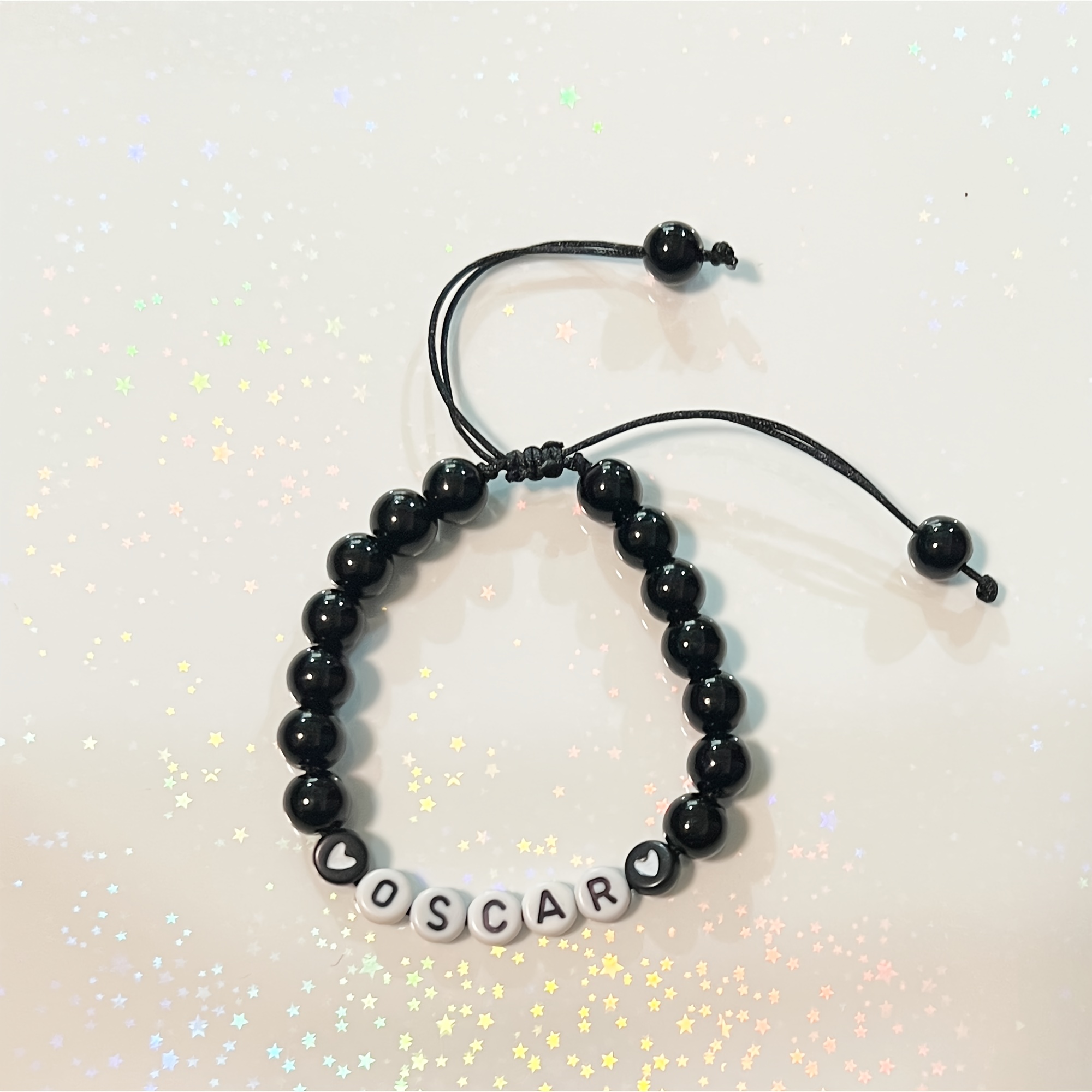 TEMU Custom Name Letter Beads, Handmade Adjustable Natural Stone Bracelet, Personalized Couple Gifts, Birthday Gifts, Valentine's Day Gifts, Mother's