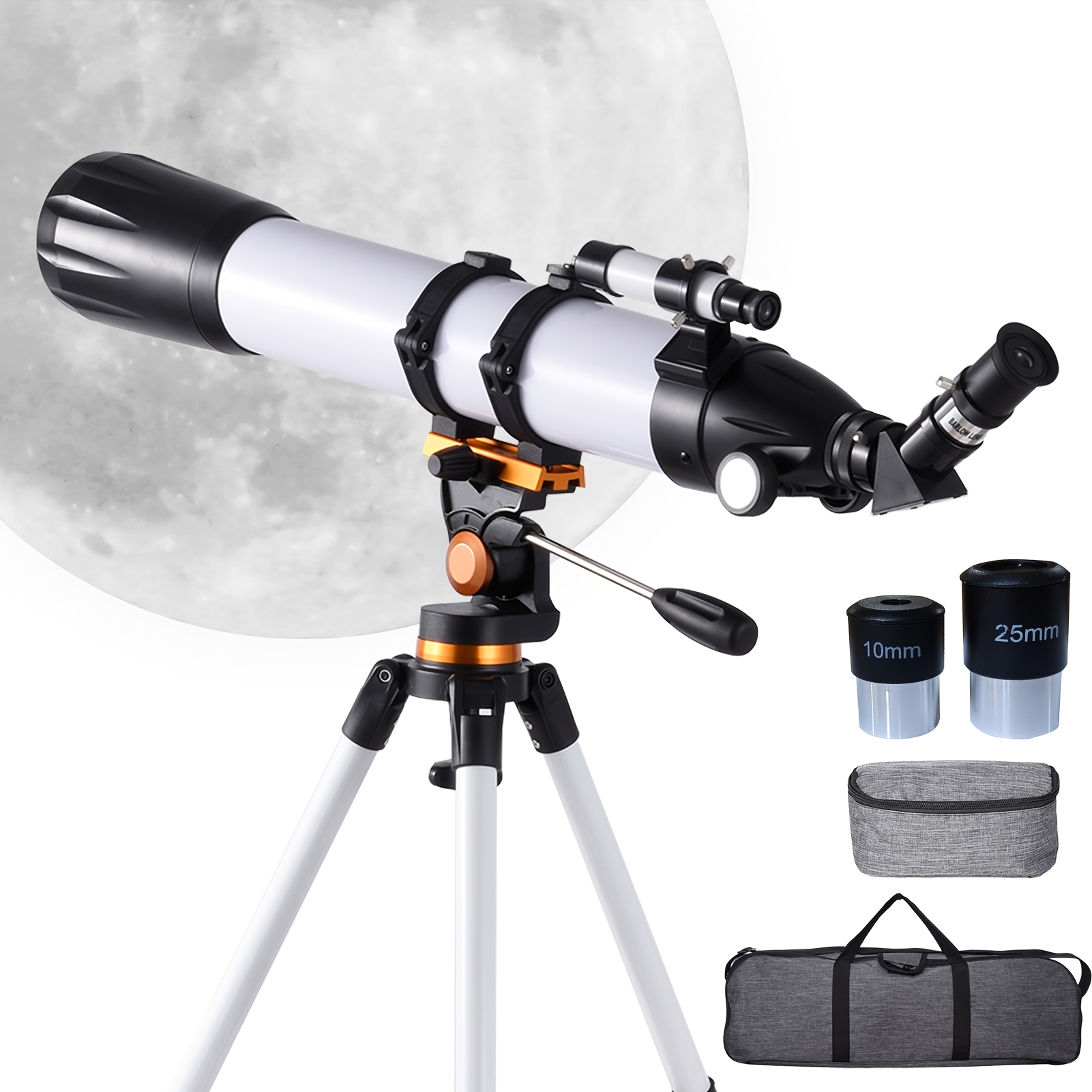 90 X 800mm Astronomical Telescope Set, Professional Refracting Telescope With High Light , Equipped With Tripod Stand And Bag Suitable For Lunar Observation, Ideal Christmas Gift And Birthday Gift