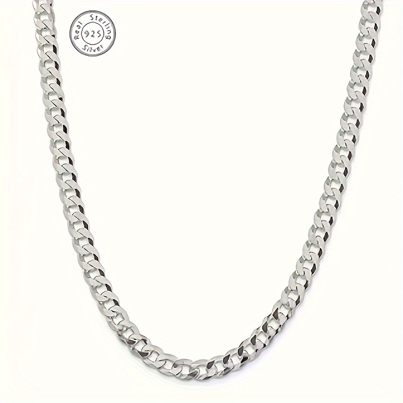 

925 Sterling Silver Total Weight 13g Length 20 Inches Italian 5mm Diamond Cut Cuban Chain Chain Necklace, Men's , , With Box