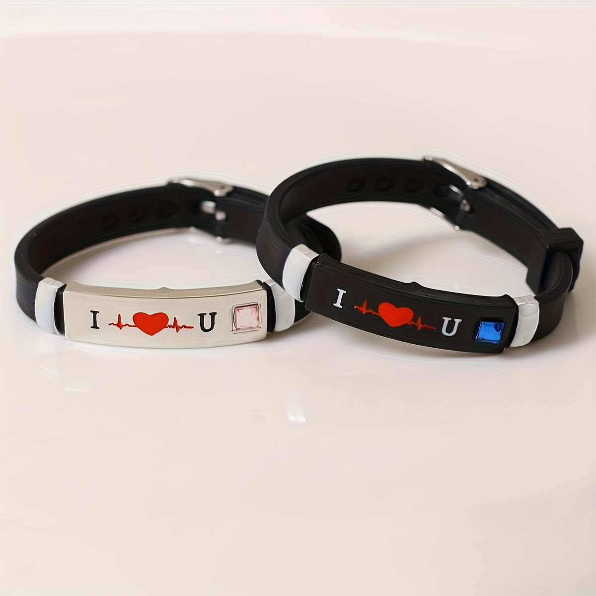 i love you silicone couple bracelets 2pcs set cute       or gifting on valentines day details 4