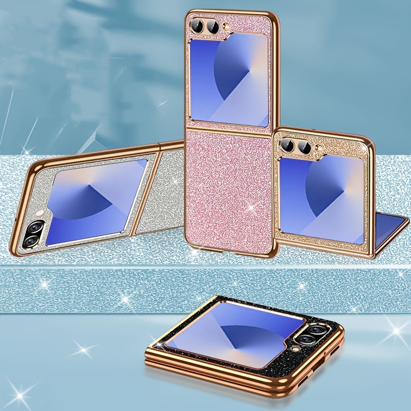 

New Colorful Glitter Pattern Phone Case, Z Flip 6/z Flip 5, Plated Frame, Luxury, Fashion, , Design, Full Of Freshness