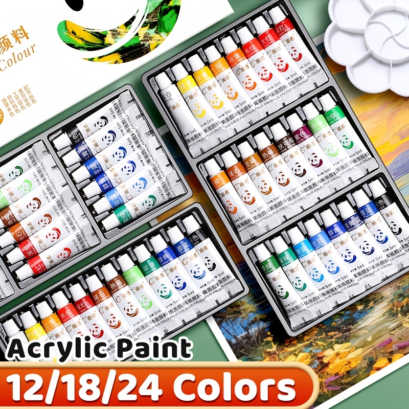 acrylic paint set 12 18 24 colors 5ml 0 17oz water proof portable art rich pigments for dly craft drawing painting canvas   wall and ceramic for adults artists perfect gift for christmas and thanksgiving