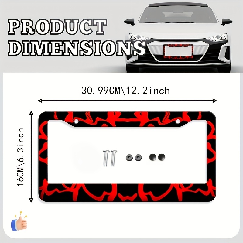 TEMU 1pc Exquisite And Durable Car License Plate Frame | Waterproof Metal, Easy To Clean, Suitable For Most Vehicles, Dimensions 12.2inch*6.3inch,
