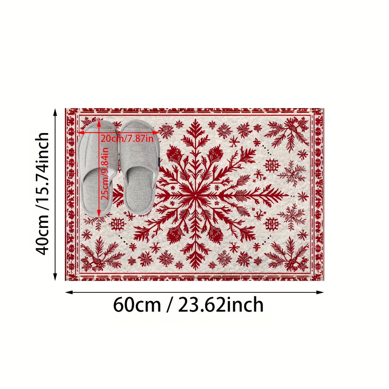 TEMU 1pc 2d Flat Christmas Red Snowflake Bathroom Mat, Imitation Cashmere Mat, Bathroom Non-slip Mat, Door Mat, Anti-slip, Home Decoration, Suitable