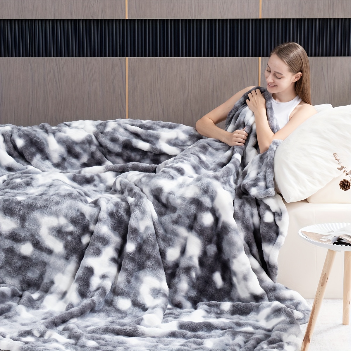 TEMU Soft Rabbit Fur Blanket Versatile Home Warm Throw For Nap Air Conditioning Kids' Blankets Office Outdoor Camping Travel Season Machine Washable