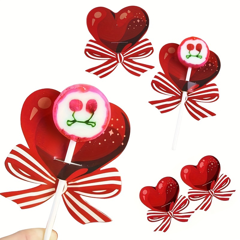 

50pcs Red Heart Bow Lollipop Wrapping Papers - Ideal For Weddings, Valentine's Day & Birthdays