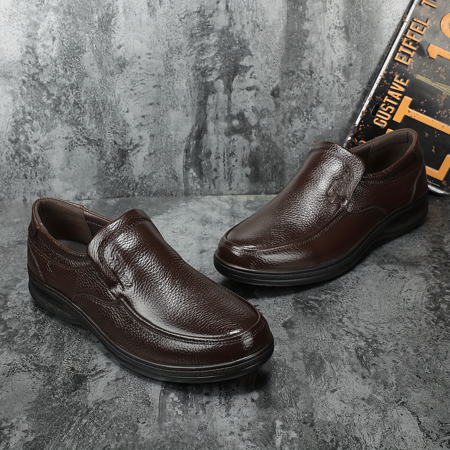 Zapatos Mocasines de Cuero de Vaca de para Hombre, Zapatos Casuales  Cómodos con de Goma Antideslizante para Caminar, Calzado