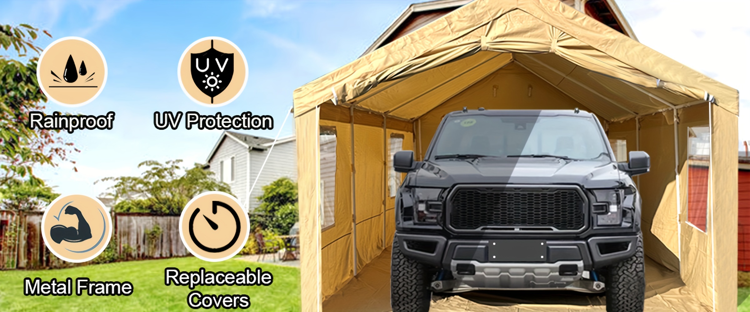 portable paint booth 20x12 5x10ft heavy duty rainproof spray shelter with 8pcs roll up mesh windows floor portable garage spray tent for   parts furnitures painting Product details 0