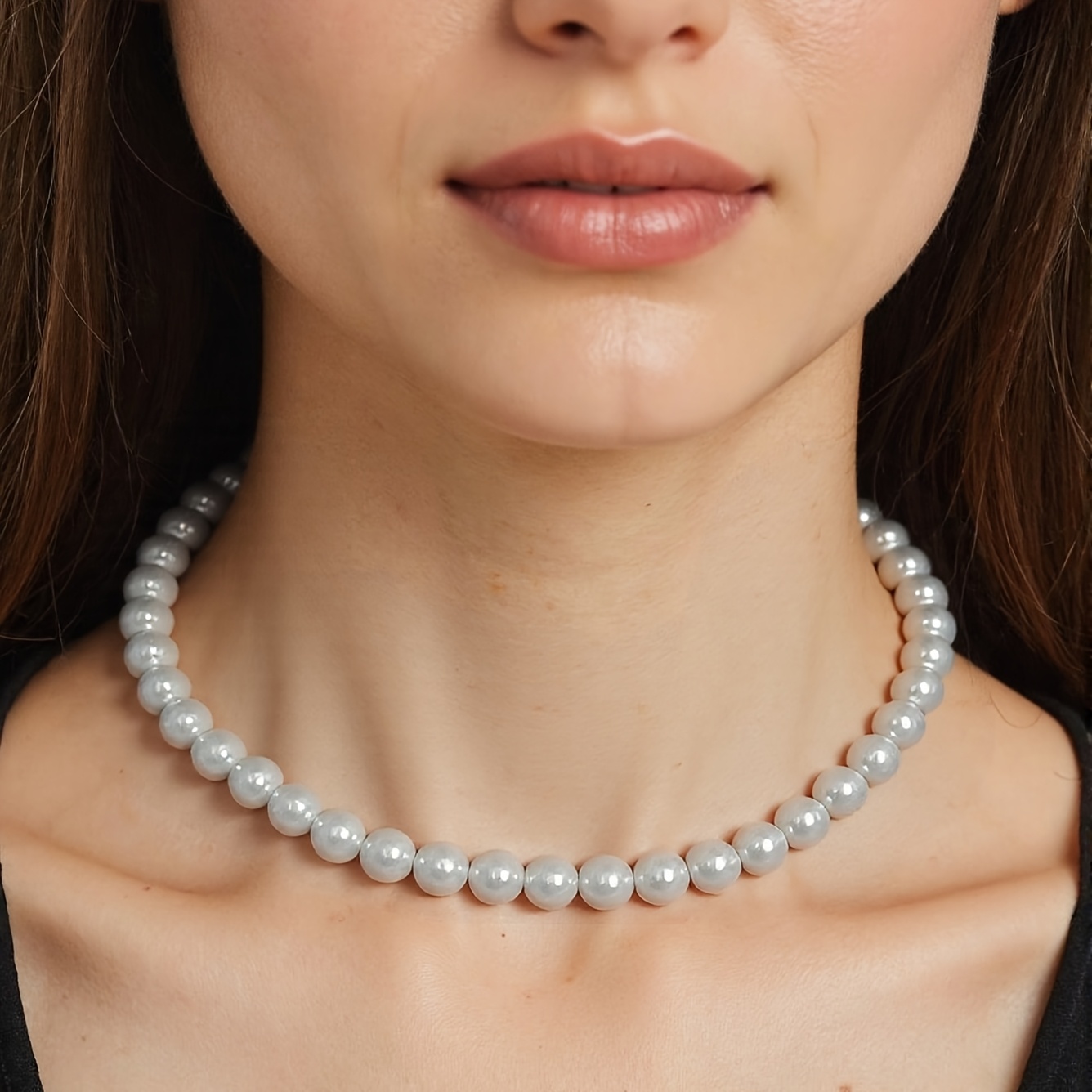 1 Fashionable Light Luxury Temperament Versatile Minimalist Pearl Unisex Necklace, Versatile Pearl Necklace For Spring And Summer, Suitable For Men And Women To Wear And Daily