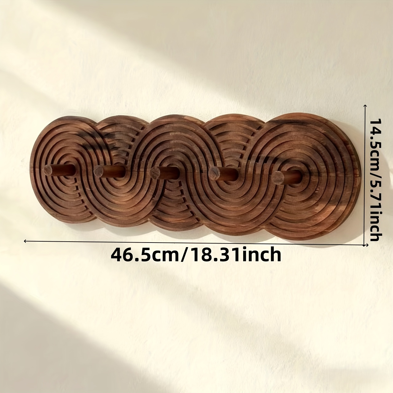Creative Round Layered Design Solid Wood Hook, No-Drill Coat Hook for Living Room Entryway, Key Umbrella Bag Organizer Hanger