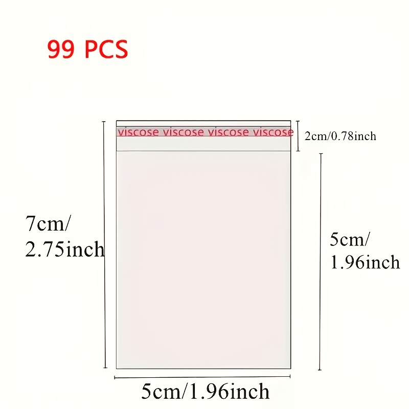 TEMU Bustine autoadesive in cellophane di plastica OPP antipolvere da 99 pezzi 0.06, disponibili in misure grandi e piccole con specifiche multiple,