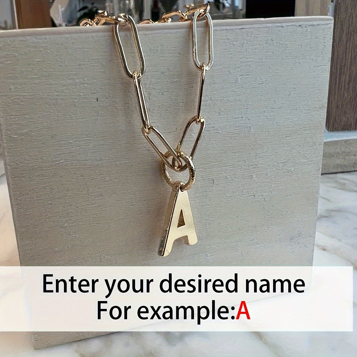 TEMU Custom Personalized Paperclip Chain Letter Pendant Necklace, 18k Golden-plated Stainless Steel, Simple, Stylish, And Elegant, Suitable For Daily