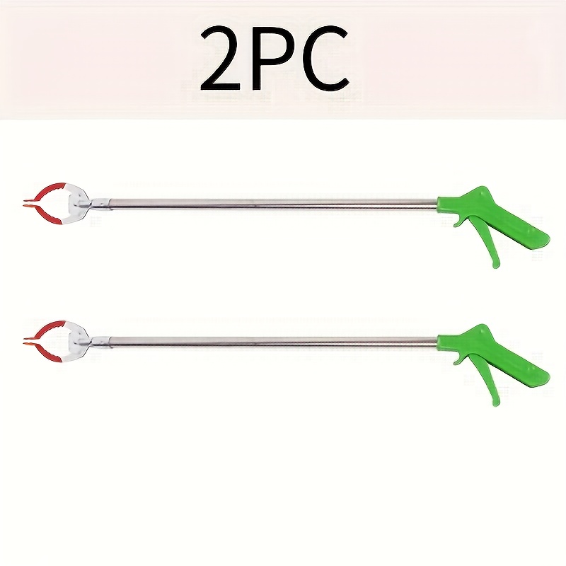 Image of 2pcs Stainless Steel Long Handle Trash - Ergonomic Anti-slip Grips For Elderly, Janitors & Commercial Cleaning - No-bend Design With , Elderly Aid Tool, Practical Tool Holder, Nonslip Handles