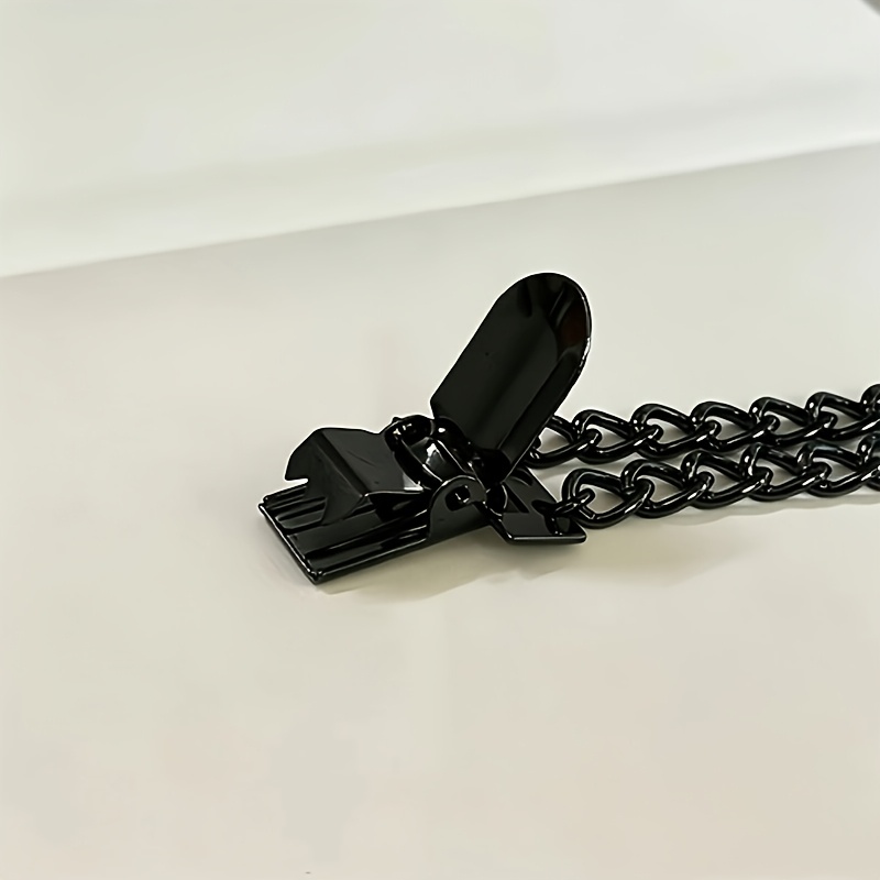 black metal clip for dress Faux Black Leather Looking Fabric Cinch Clip W/ Silver Tone Clips. Shirt  Clip, Dress Clip, Sweater Clip, Skirt Clip, Jacket Clip, Cloak Clip