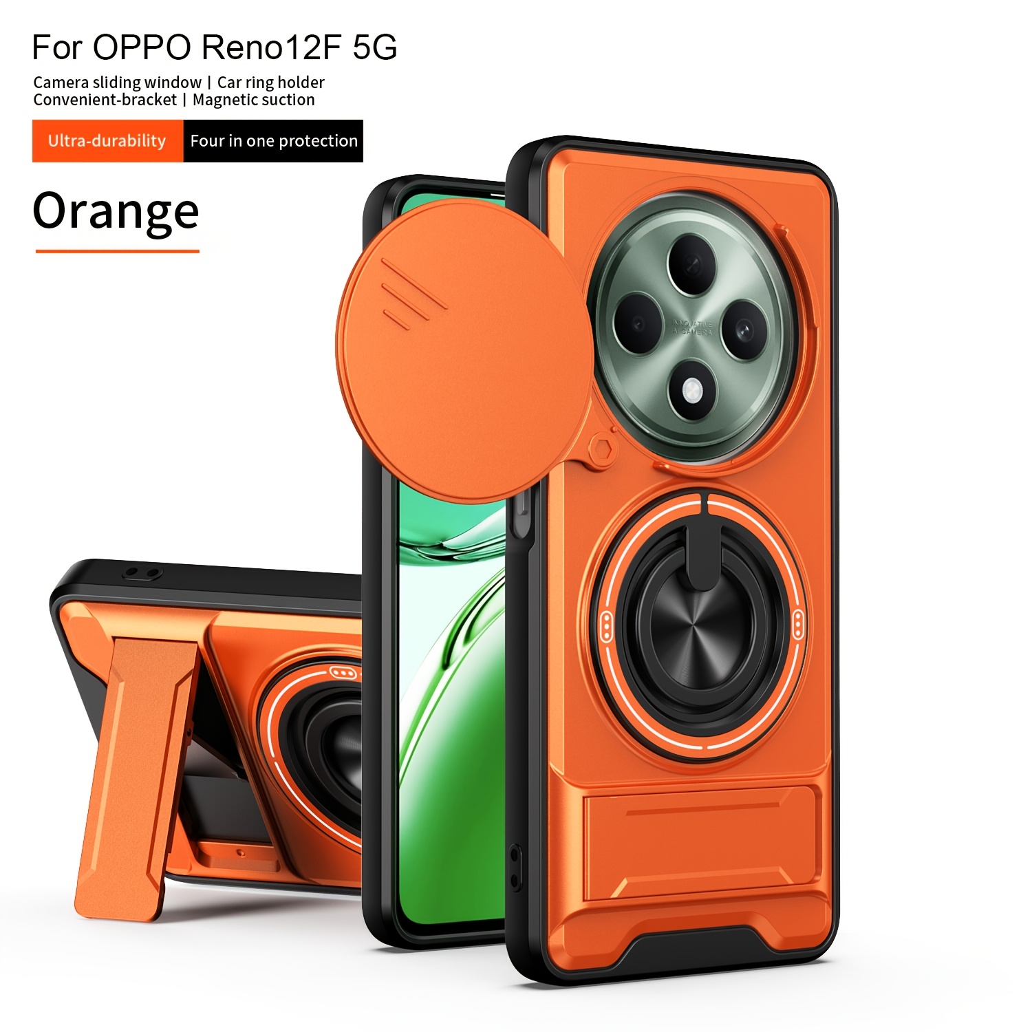 TEMU Phone Case - This Is A Multi-functional Matte Anti-drop Magnetic Phone Case, Suitable For Oppo Reno12, 12 Pro, 12 F Phone Covers, Dual (360°