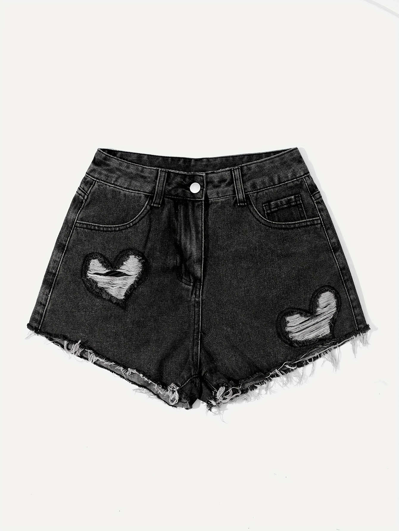 Mezclilla Short Para Mujer Negro Streetwear Cortos Para Mujer De