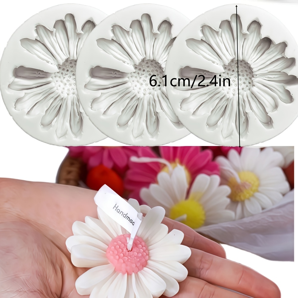TEMU ["Moule en silicone de résine] 3pcs Moules en silicone Marguerite Moules à bougies en résine Décorations florales et artisanat "