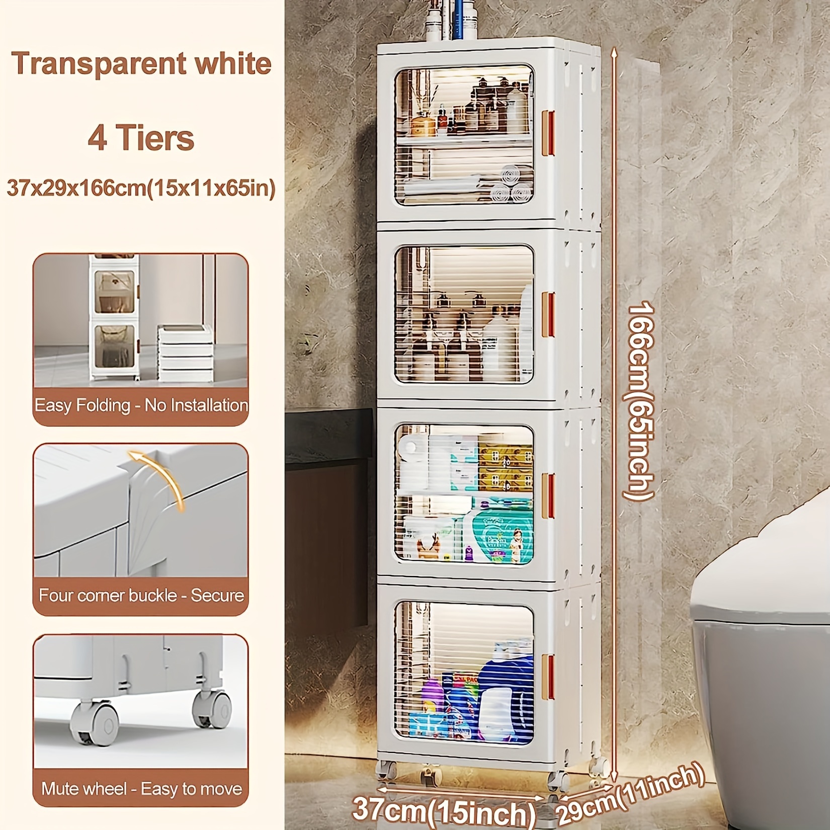 Gabinete De Baño UTOKON Blanco - Con 1 Puerta Y 3 Estantes, 20x25cm (madera Y Plástico)