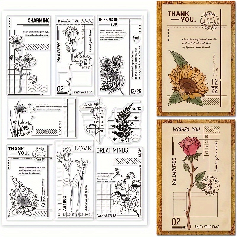 

1pc Pvc Transparent Plant Stamp Set For Diy Scrapbooking, Journaling, Home Decor, And Card Making - Clear Stamps With Floral And