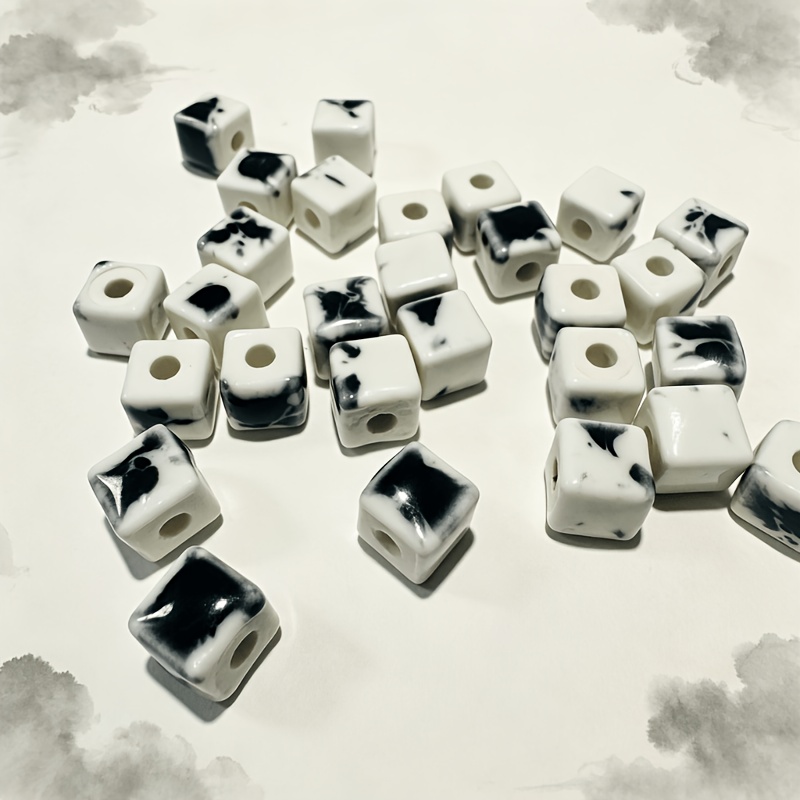 28pcs Pack Square Ceramic Beads for DIY Jewellery Making