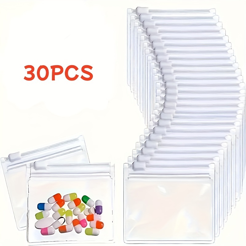 TEMU 30pcs/60pcs Reusable Medicine Bag, Zipper Medicine Bag Set, Self-sealing Medicine Storage Device And Travel Accessories Thanksgiving Christmas