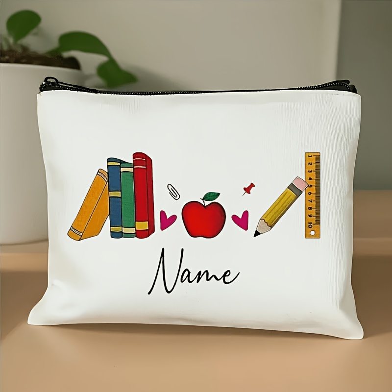 TEMU 1 pz Borsa personalizzabile a tema insegnante, riutilizzabile, borsa con cerniera in poliestere personalizzata per adulti, regalo di laurea per