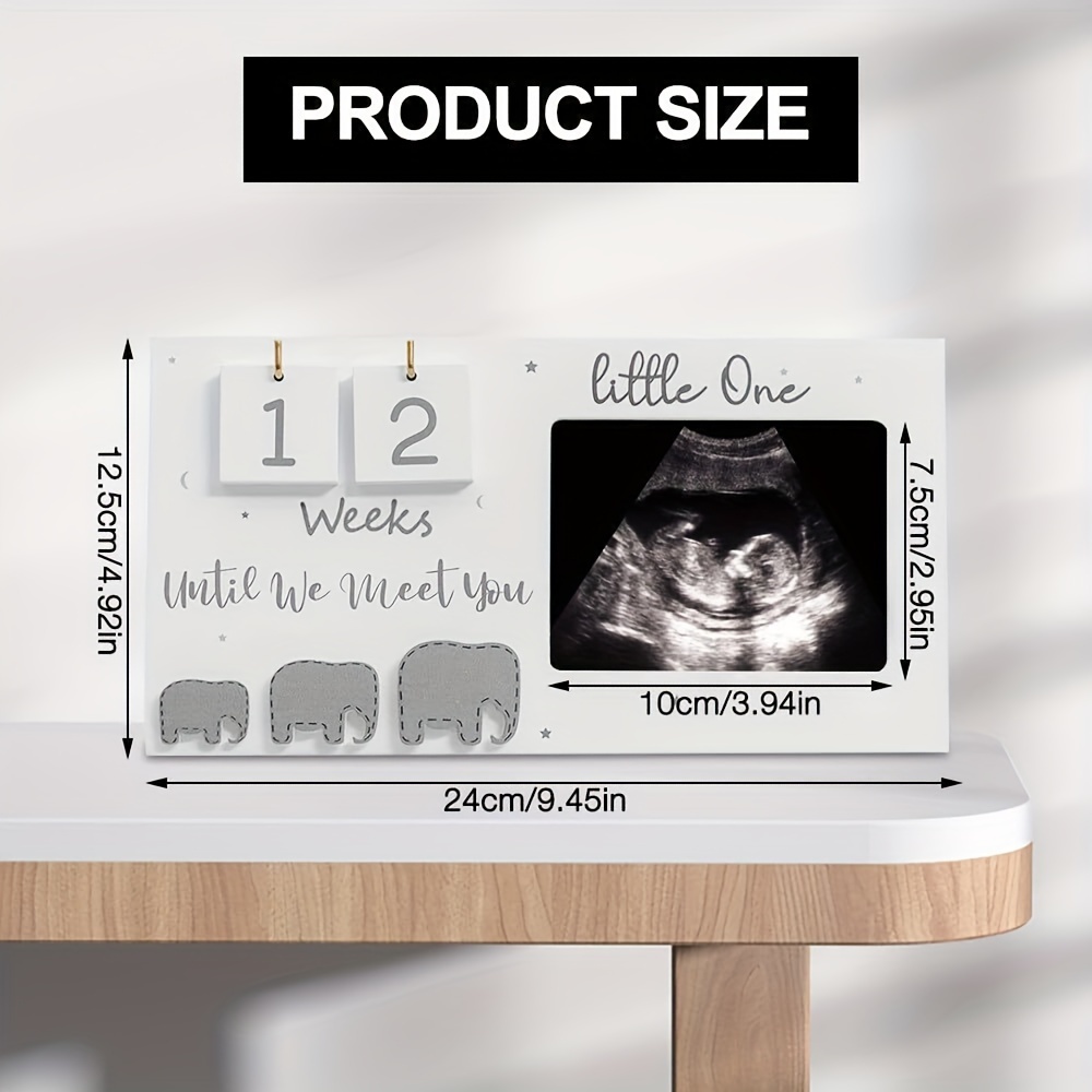   milestone ultrasound photo frame wooden keepsake for pregnancy announcement   memories   display stand details 8