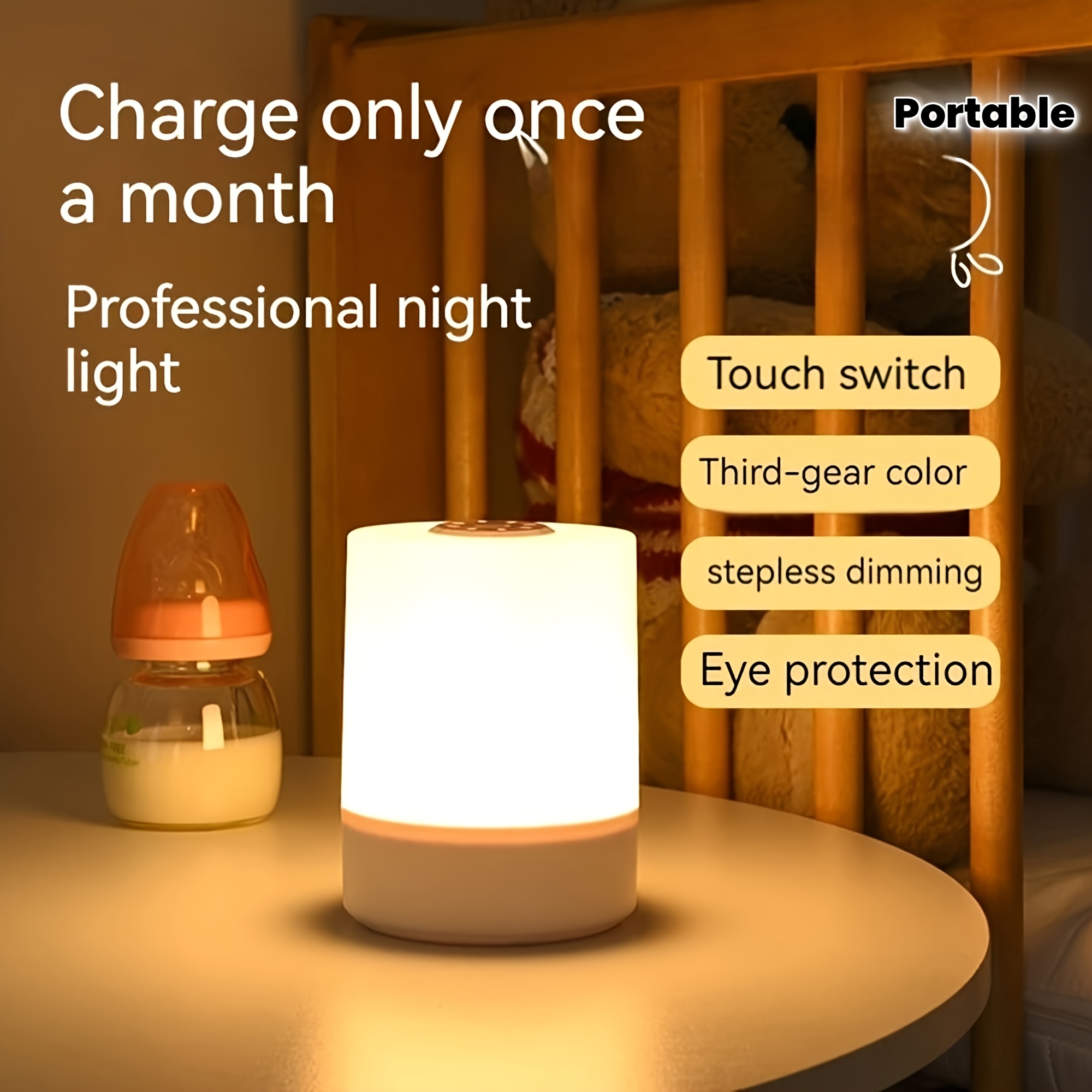 Recommended Touch Bedside Lamp, Dimmable Desk Lamp, 3-Color Warm White LED Light, USB Rechargeable, Portable Touch Night Light, Mini Night Light, Valentine's Day Gift, Decorative Item. Suitable for Bedroom, Living Room, Office Desk