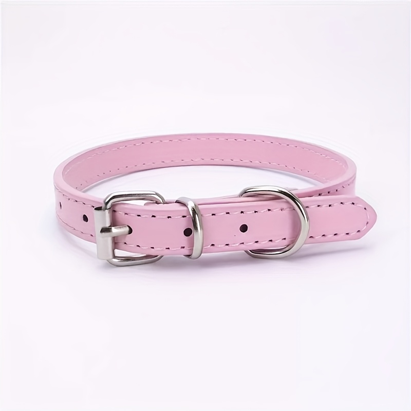 TEMU Pu Synthetic Faux Leather Pet Collars In Sizes, , Flat Pet Dog Collars In Multiple Colors For Dogs And Cats.