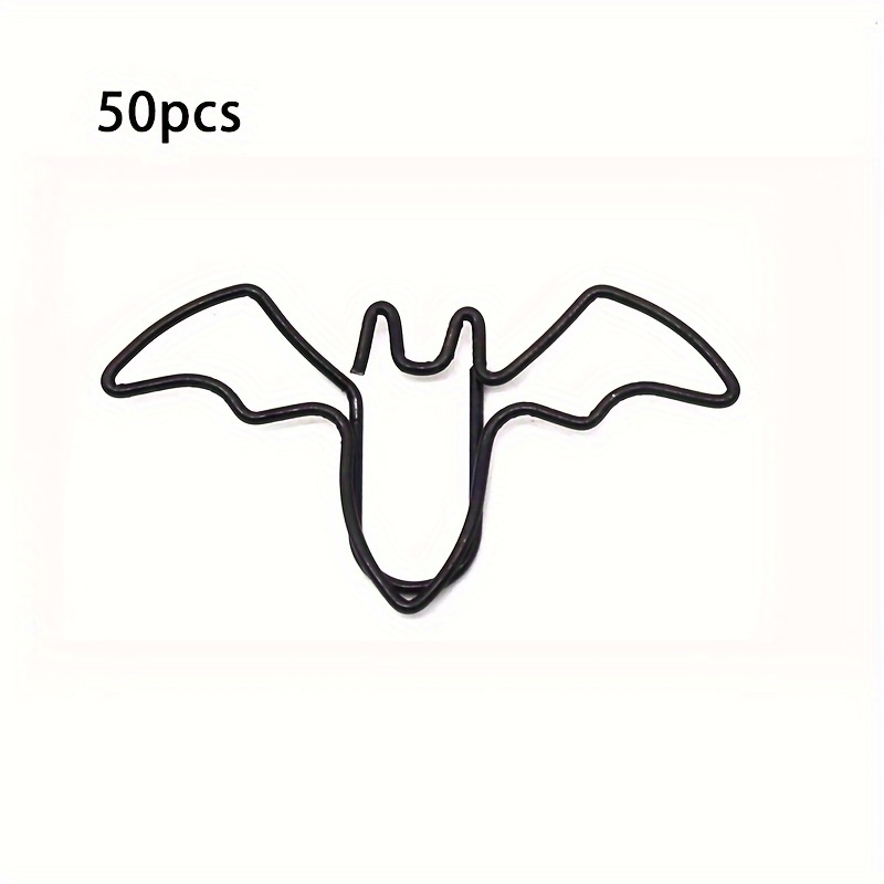 TEMU 50pcs Bat Shaped Paper Clips, Iron Metal Binder Clips, Office Document Classification, Test Paper File Clamps, Bookmark Ring For Halloween Gift